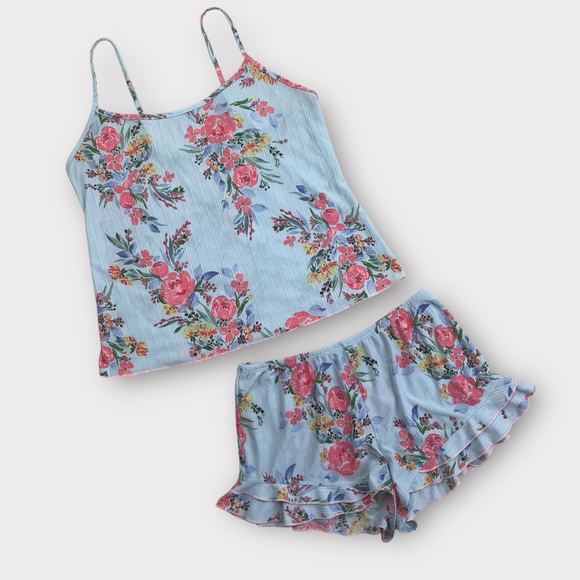 Secret Treasures Pajama Set Small Floral Cami Top & Ruffle Shorts Sleepwear - Picture 1 of 3